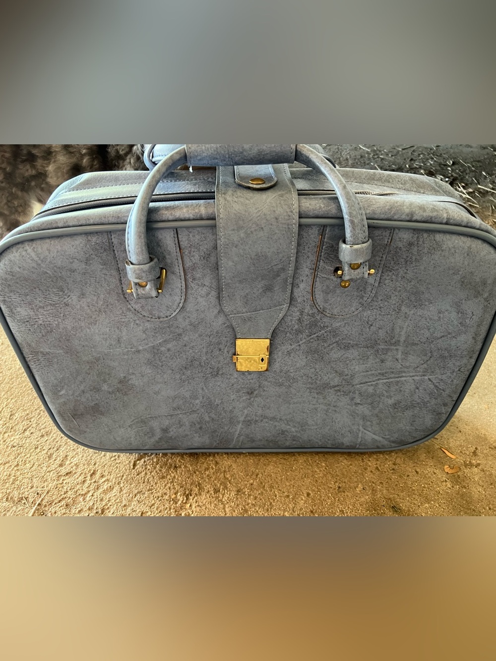 Vintage Blue Leather Suitcase